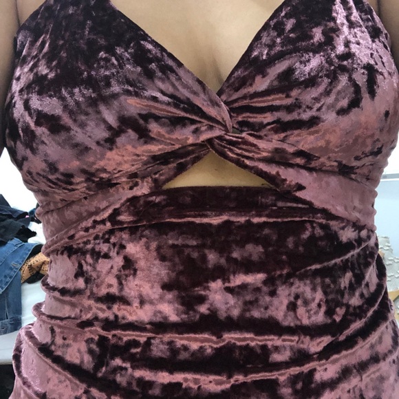 Maroon/raspberry bodycon velvet free people dress - Picture 4 of 4